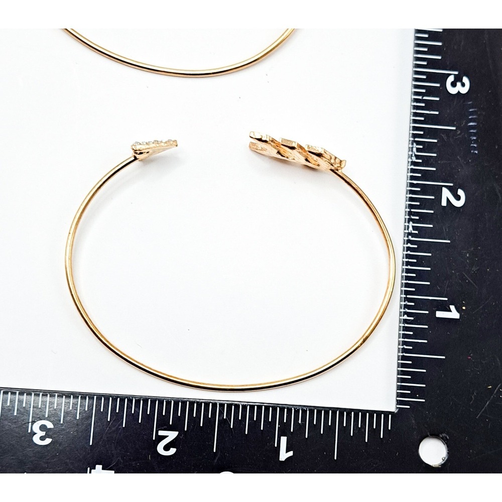 Gold Bangle Bracelet Set Arrowhead Teardrop Rhinestone Stackable Boho Chic - Picture 7 of 8